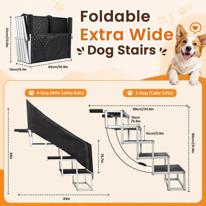 Leeyoung Everyday Move™ Compact Dog Stairs (Standard 5-Step / Secure-Climb 4-Step)